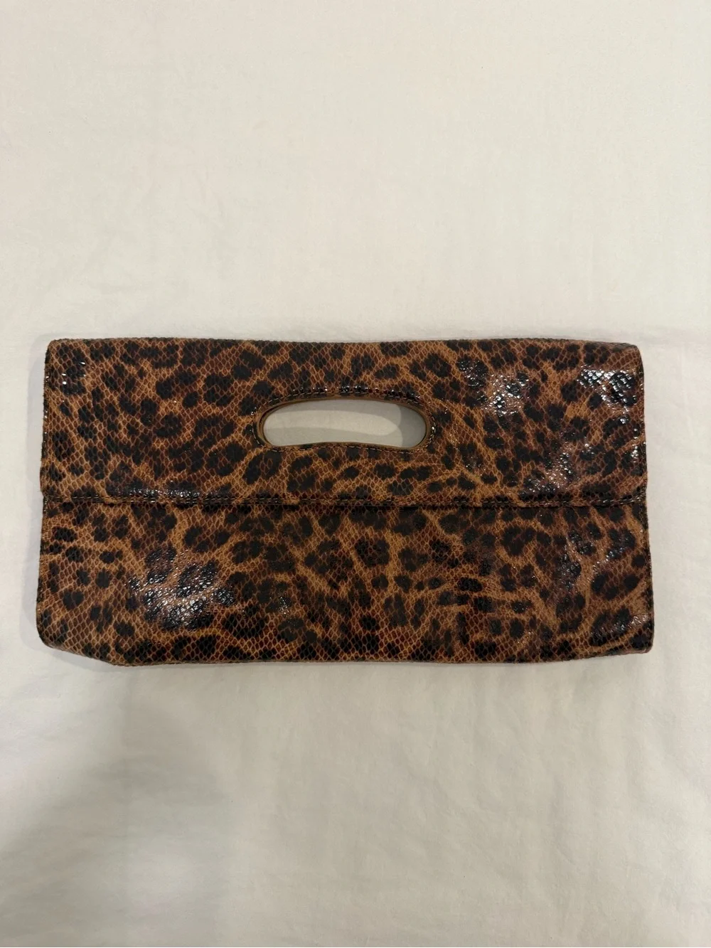 HOBO Leopard Print Envelope Clutch in Brown and Black